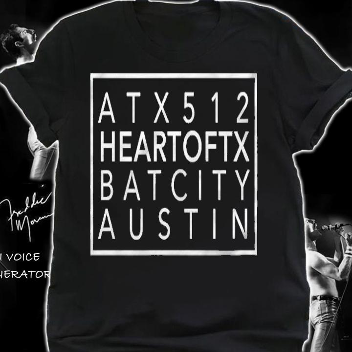 Atx 512 Heart Of Tx Bat City Simple Graphic Austin Texas T-shirt t-shirt