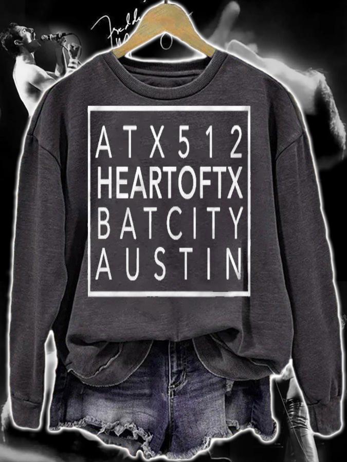 Atx 512 Heart Of Tx Bat City Simple Graphic Austin Texas T-shirt t-shirt