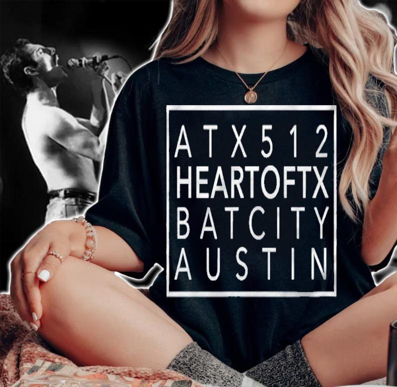 Atx 512 Heart Of Tx Bat City Simple Graphic Austin Texas T-shirt t-shirt