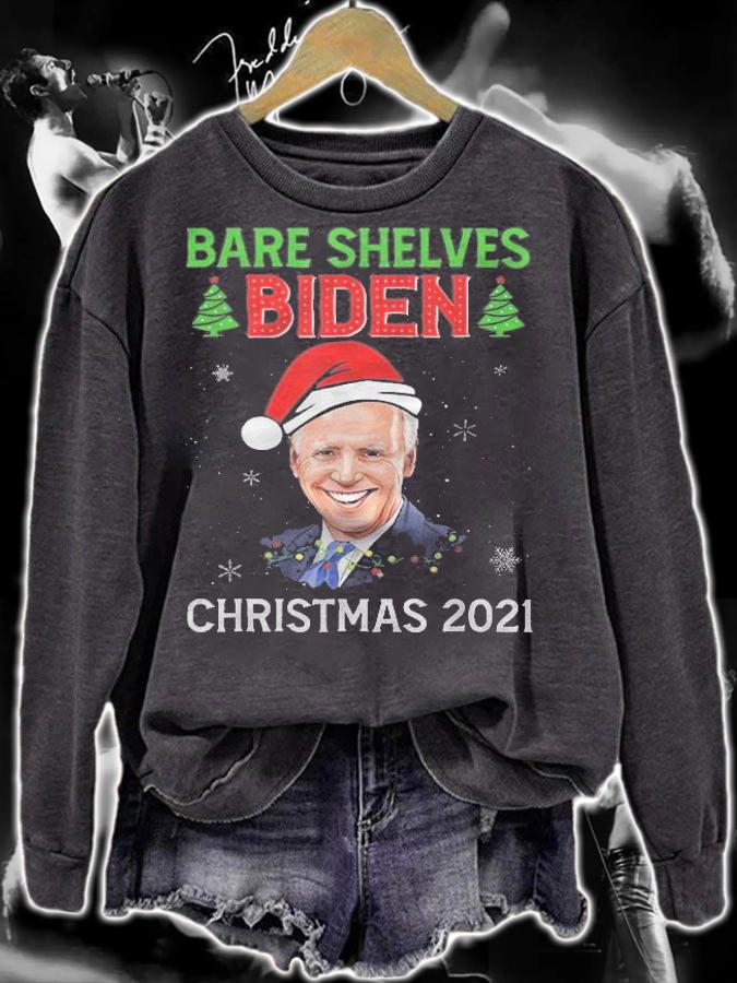 Bare Shelves Anti Biden Christmas 2021 Fun Meme Xmas Tree T-Shirt t-shirt sweatshirt
