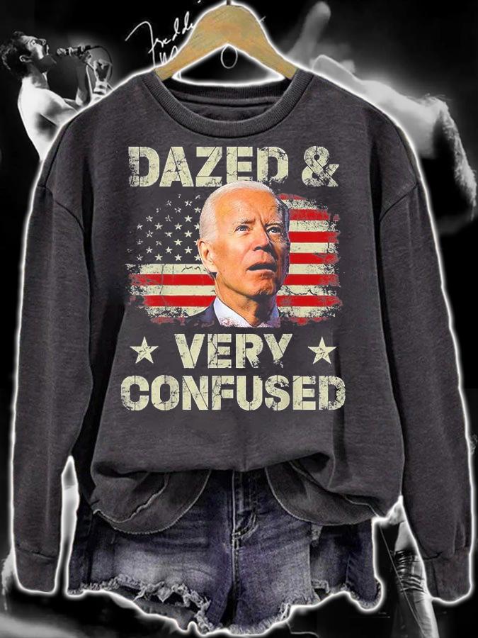 Biden Dazed And Very Confused Funny America Flag Vintage T-Shirt t-shirt sweatshirt