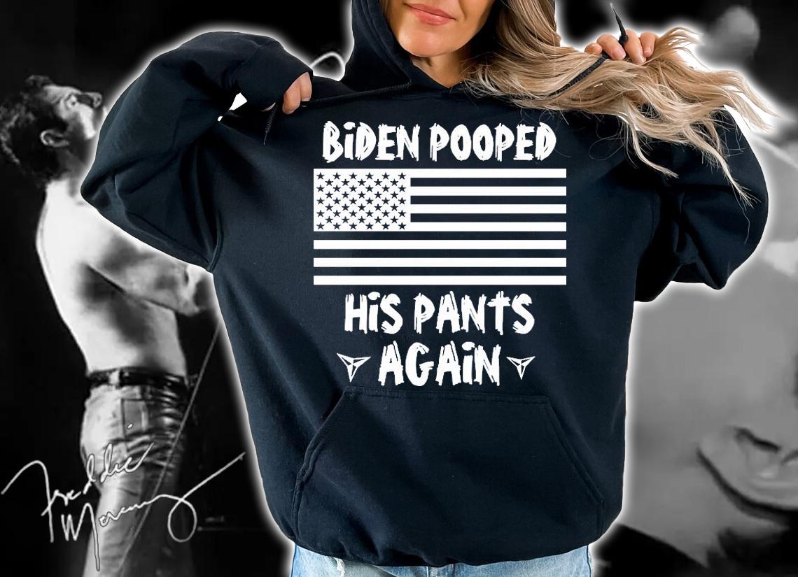 Biden Pooped His Pants Again US Flag T-Shirt t-shirt hoodie