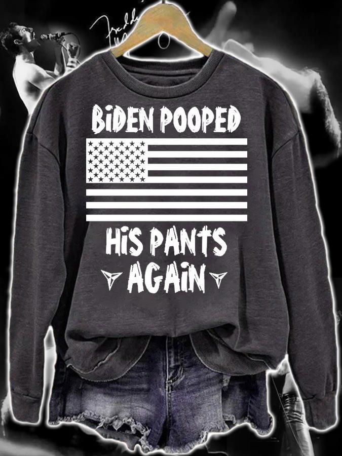 Biden Pooped His Pants Again US Flag T-Shirt t-shirt sweatshirt