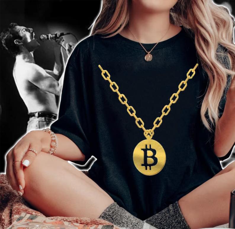Bitcoin Bling Necklace Blockchain Cryptocurrency Shirt t-shirt woman shirt