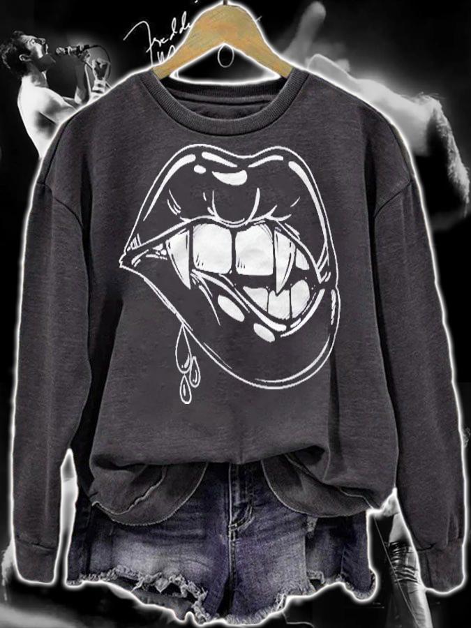 Black Vampire Lips Teeth Sexy Women Girls Gift Halloween Shirt t-shirt