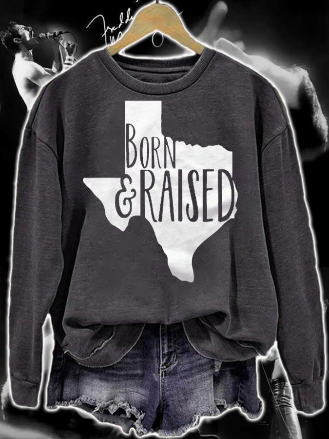 Born And Raised In Texas Design In White Raglan Baseball Tee shirt t-shirt sweatshirt