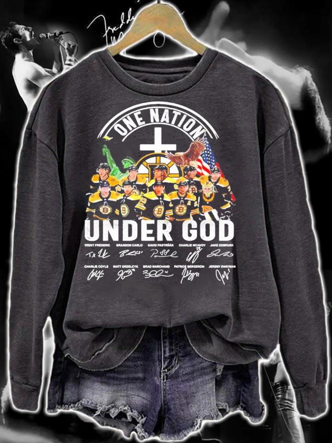 Boston Bruins One Nation Under God Signatures Shirt t-shirt