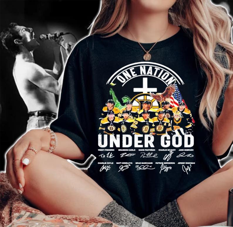 Boston Bruins One Nation Under God Signatures Shirt t-shirt