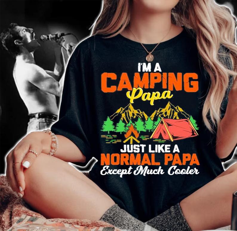 Camper Dad Camping Papa Outdoor Campsite Funny Gif T-Shirt t-shirt
