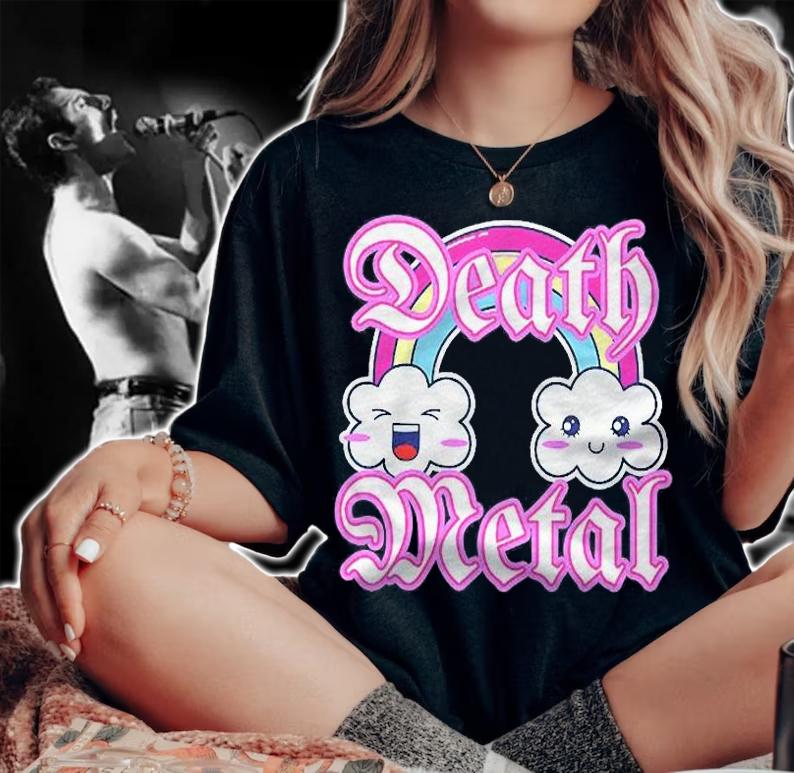 Death Metal Rock Music Fan Cute Kawaii Rainbow Heavy Metal Shirt t-shirt woman shirt