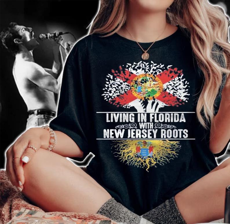 Florida Home New Jersey Roots State Tree Flag Gift Shirt t-shirt woman shirt