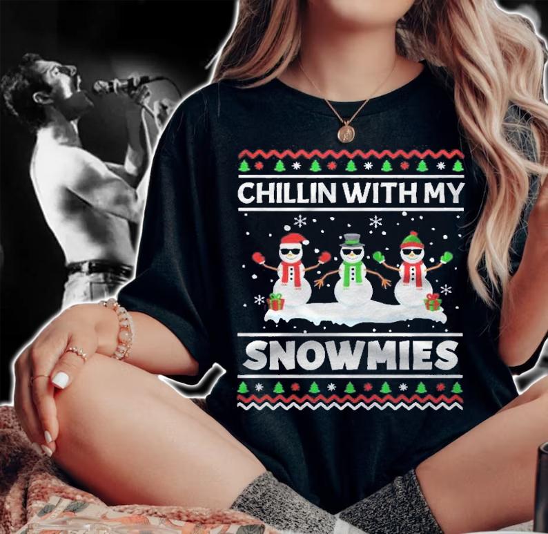 Funny Xmas Pajama Ugly Christmas Chillin With My Snowmies Shirt t-shirt woman shirt