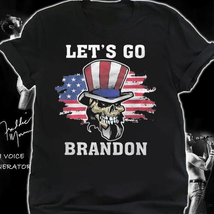 F Joe Biden new Let's Go Brandon Skull USA Flag T-Shirt t-shirt shirt
