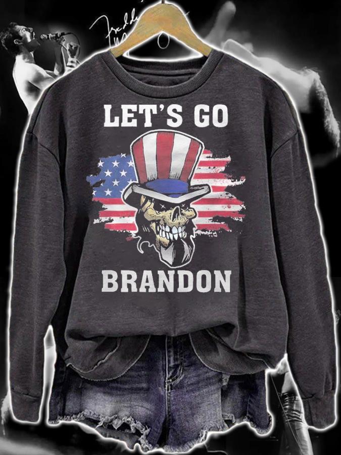 F Joe Biden new Let's Go Brandon Skull USA Flag T-Shirt t-shirt sweatshirt