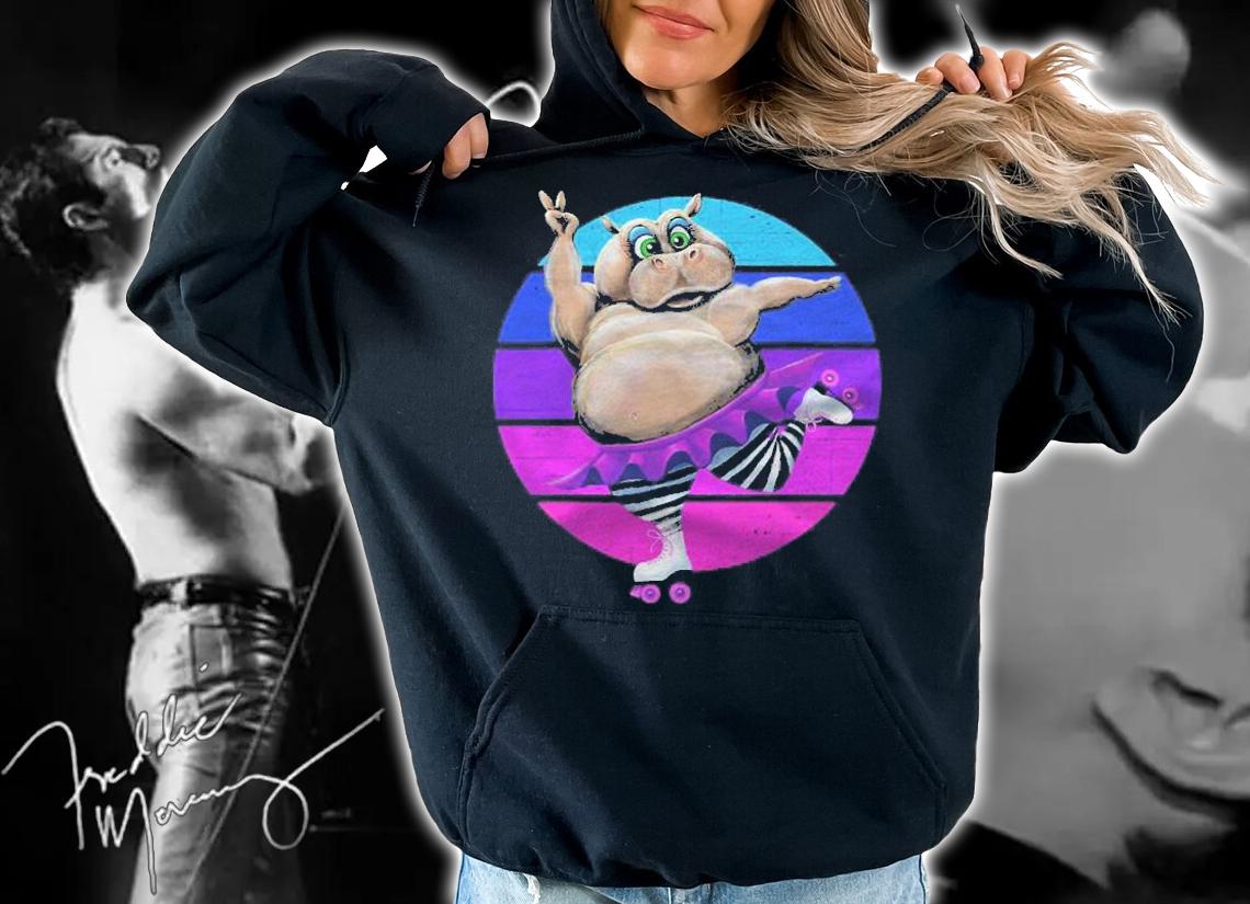 Funny Vintage 80S Style Roller Skating Retro Hippo Skater Shirt t-shirt hoodie