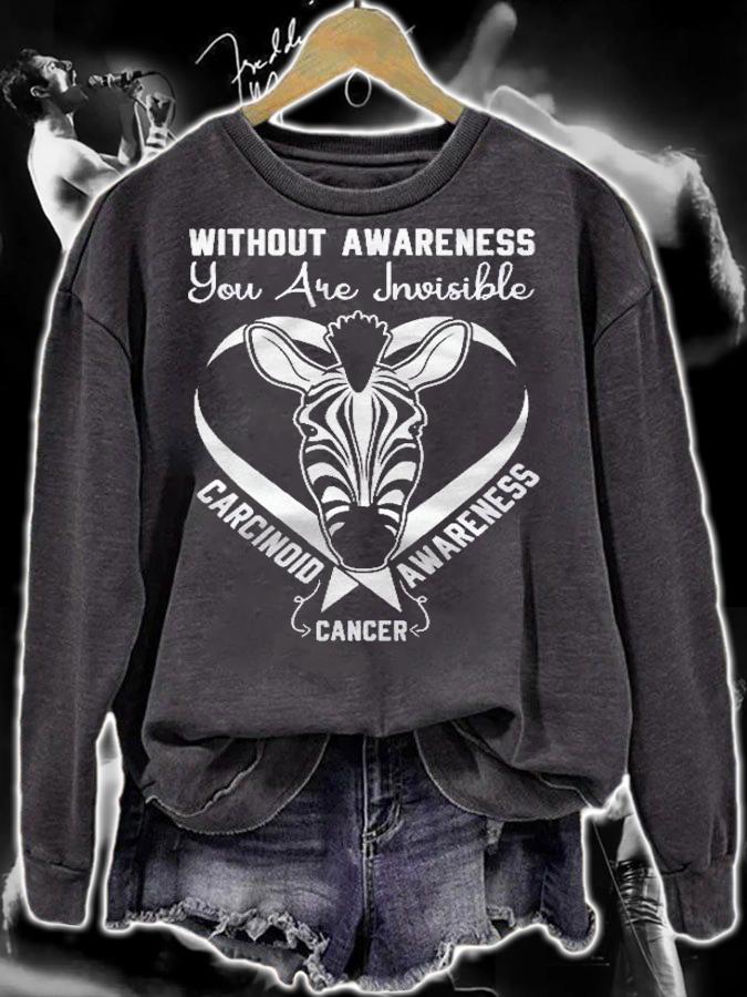 You Are Invisible Carcinoid Cancer Awareness Zebra Ribbon Shirt t-shirt sweatshirt