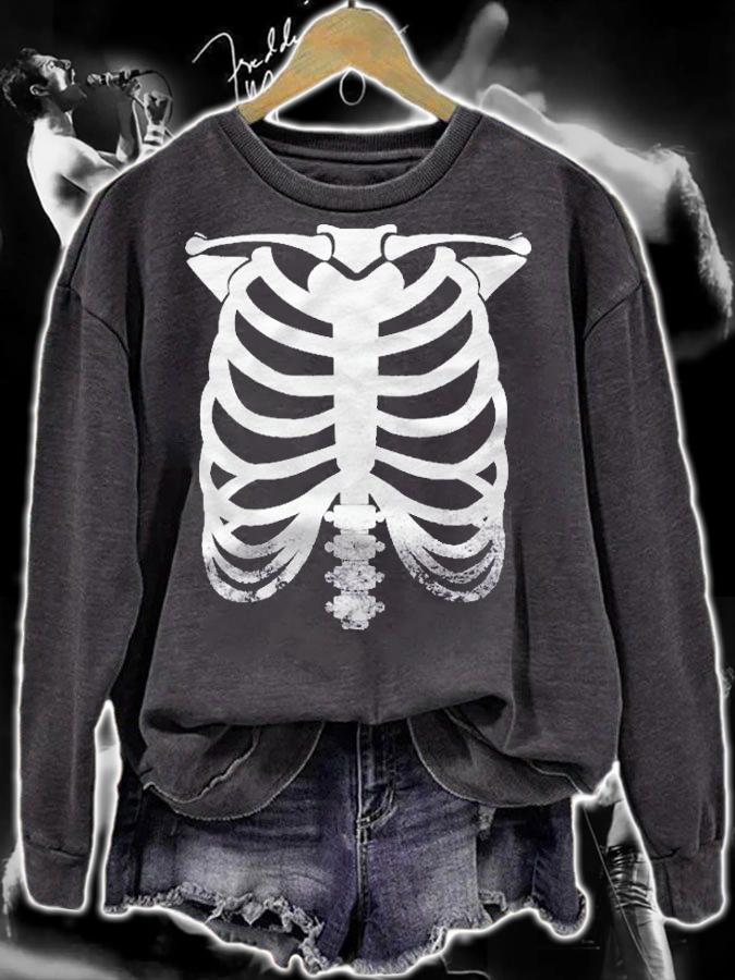 Halloween Skeleton Rib Cage Funny Retro Vintage Graphic Shirt t-shirt
