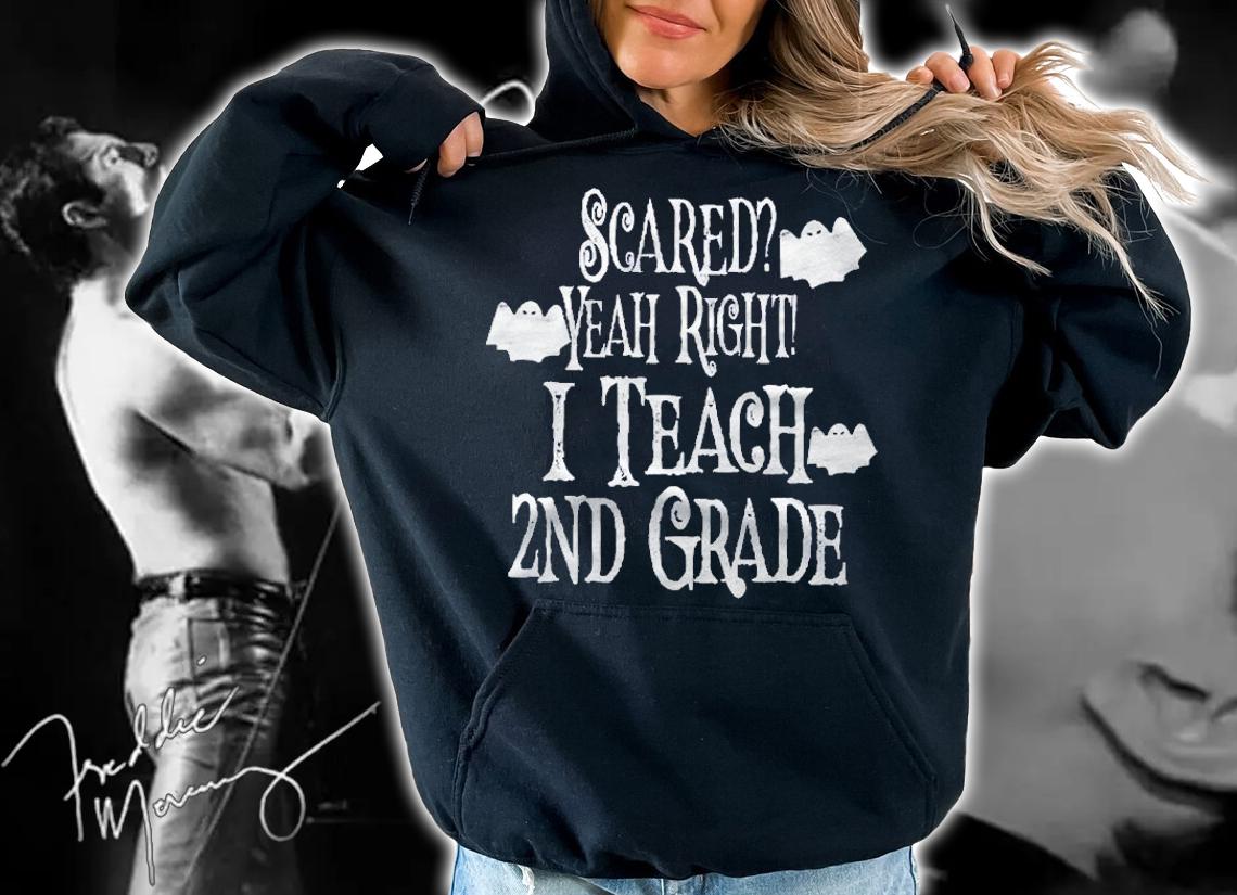 Scared Yeah Right I Teach 2Nd Grade Halloween Ghost Teacher Shirt t-shirt