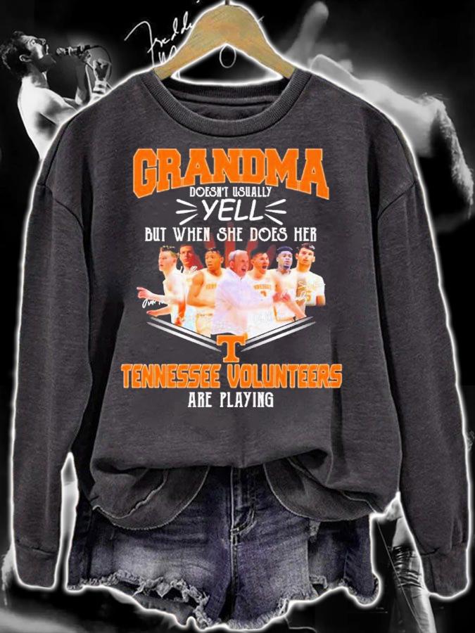 Grandma Doesn't Usually Yell But When She Does Her Tennessee Volunteers Are Playing Signatures Shirt t-shirt sweatshirt