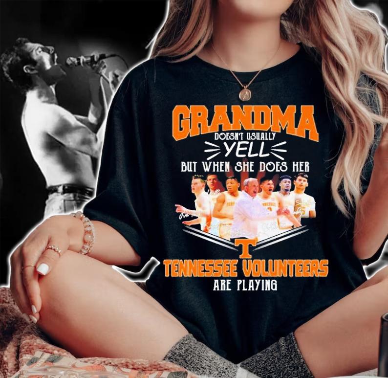 Grandma Doesn't Usually Yell But When She Does Her Tennessee Volunteers Are Playing Signatures Shirt t-shirt woman shirt