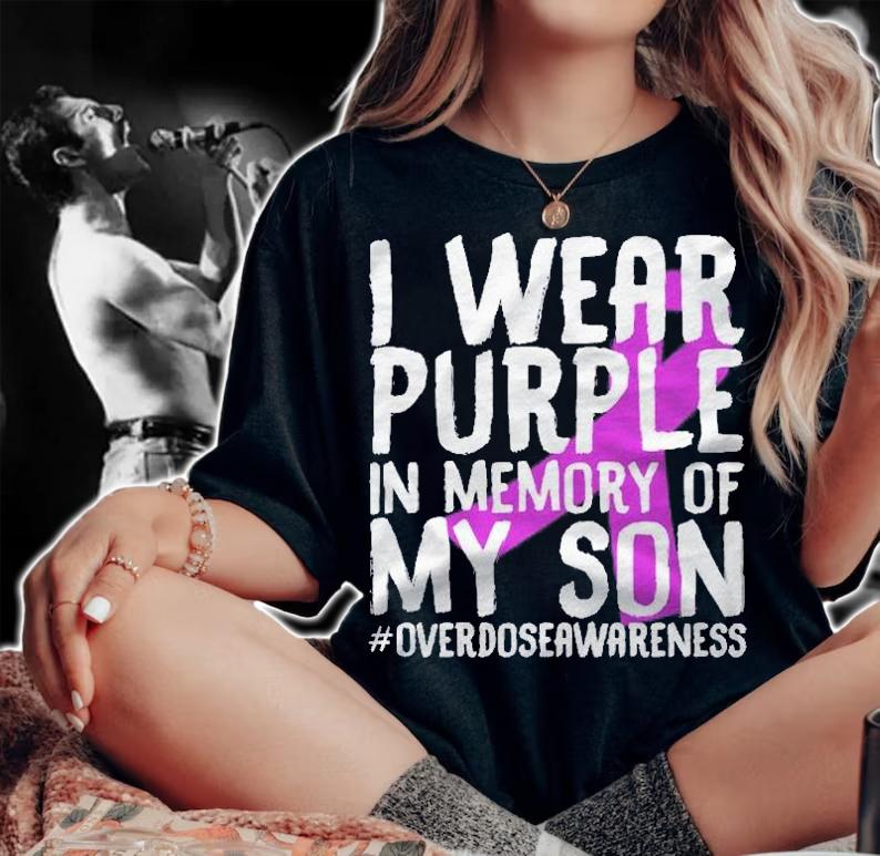 Overdose Awareness Candlelight Vigil Purple Ribbon For Mom Shirt t-shirt woman shirt