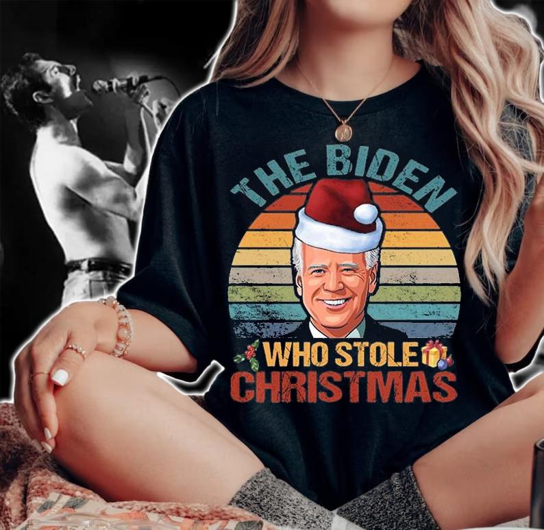 The Biden Who Stole Christmas Retro Funny Biden T-shirt t-shirt woman shirt
