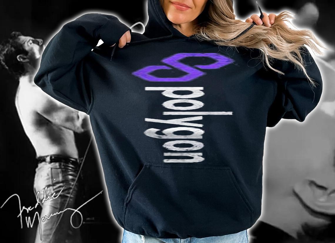 Vintage Polygon Matic Crypto Vertical Distressed Logo Shirt t-shirt