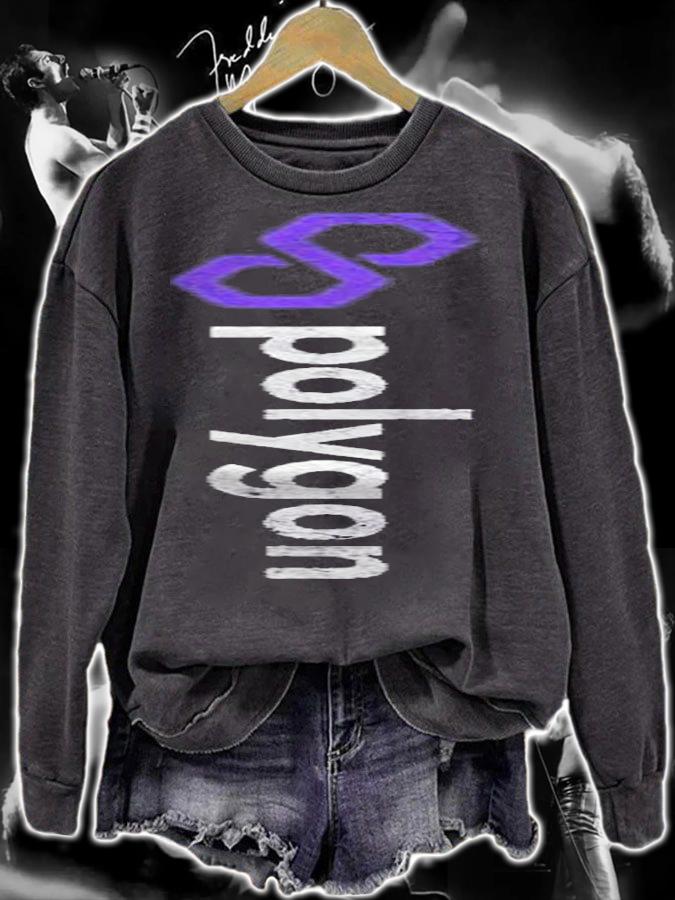 Vintage Polygon Matic Crypto Vertical Distressed Logo Shirt t-shirt