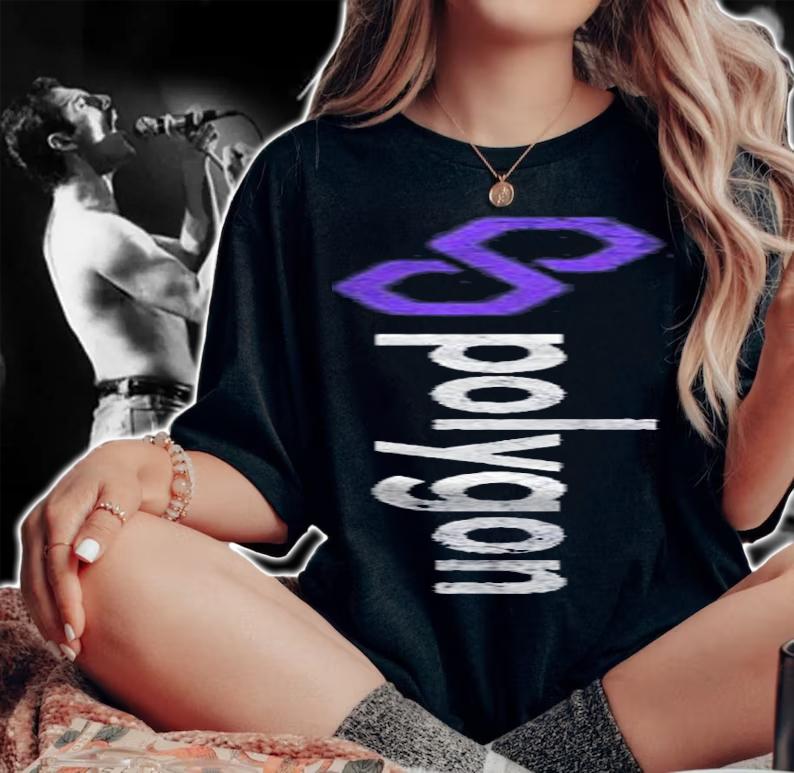 Vintage Polygon Matic Crypto Vertical Distressed Logo Shirt t-shirt