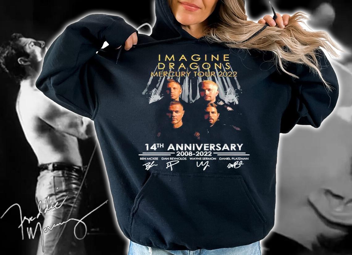Imagine Dragon Mercury Tour 2022 14th Anniversary 2008-2022 Signatures Thank You For The Memories Shirt t-shirt hoodie
