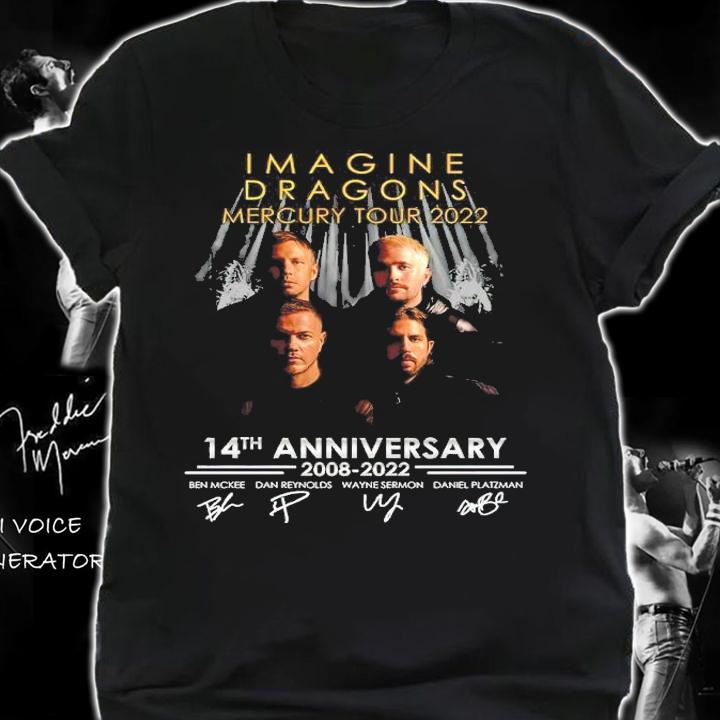 Imagine Dragon Mercury Tour 2022 14th Anniversary 2008-2022 Signatures Thank You For The Memories Shirt t-shirt shirt