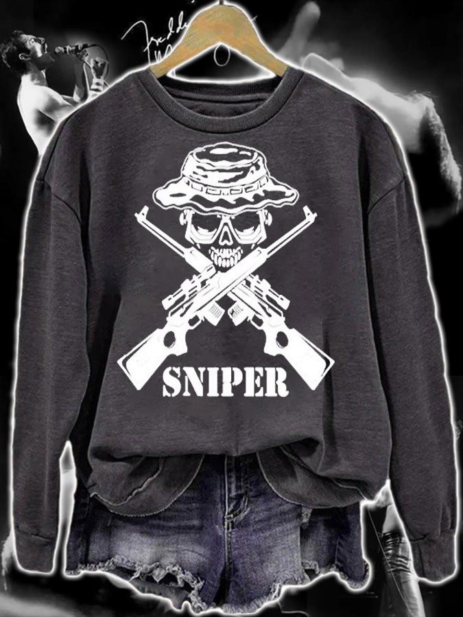 Mens Sniper Cross Rifle Skull Emblem T-Shirt t-shirt