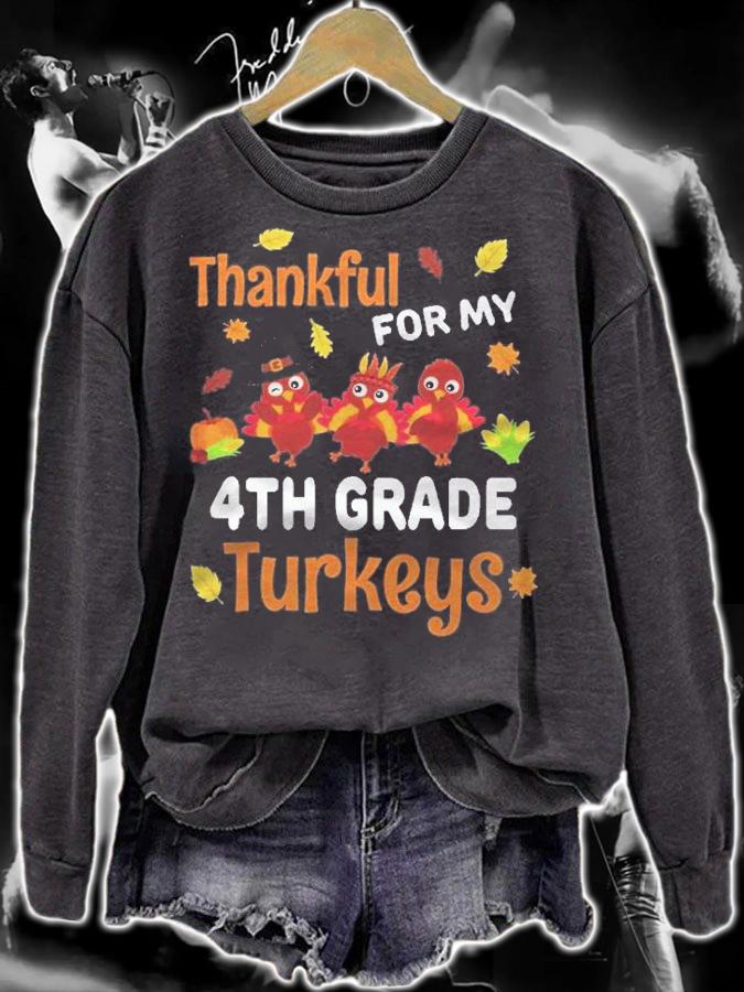 Thanksgiving 4Th Grade Teacher Thankful Turkeys Gift Shirt t-shirt sweatshirt