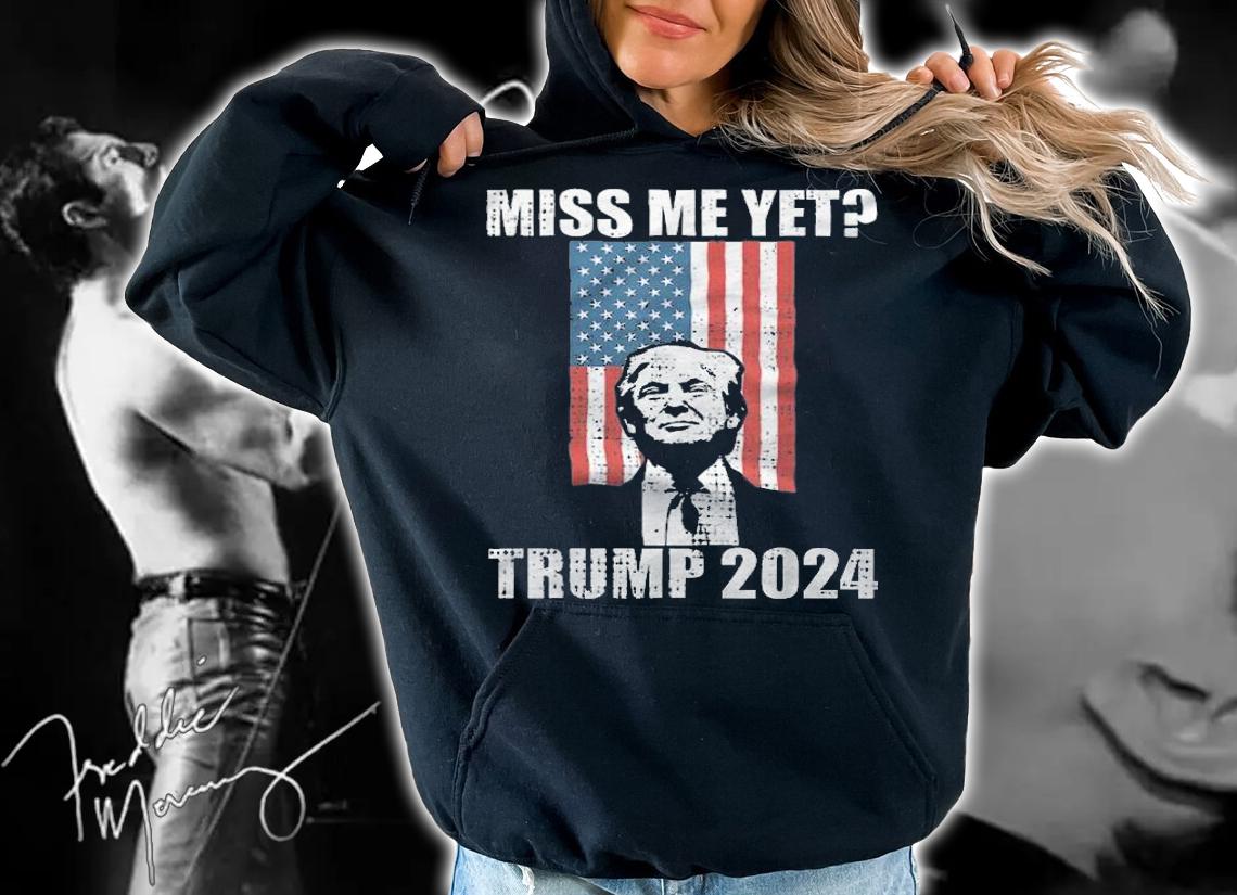 Trending miss Me Yet Trump 2024 Pro Trump USA Flag T-Shirt t-shirt