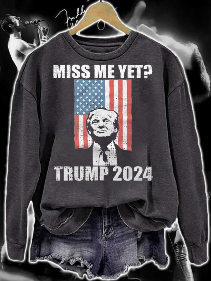 Trending miss Me Yet Trump 2024 Pro Trump USA Flag T-Shirt t-shirt