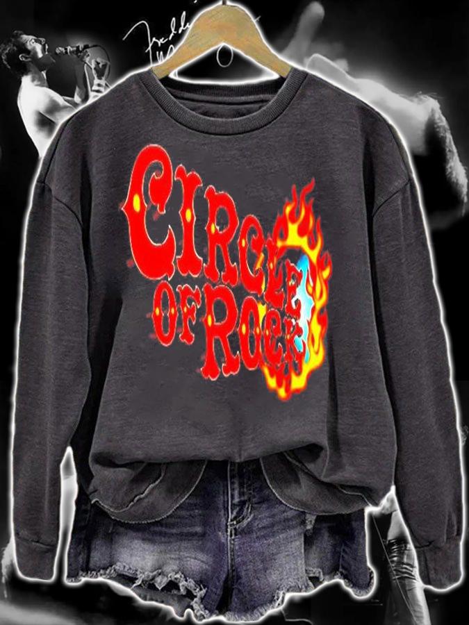 New Circle Of Rock Red Fire Cool Vector Design T-Shirt t-shirt sweatshirt