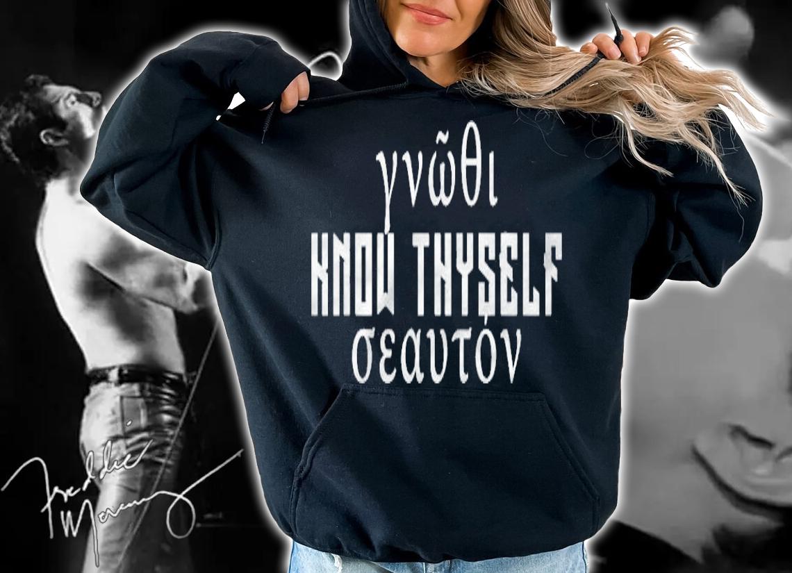 Know Thyself In Greek Letters Quote Saying Greece Geeky T-shirt hoodie