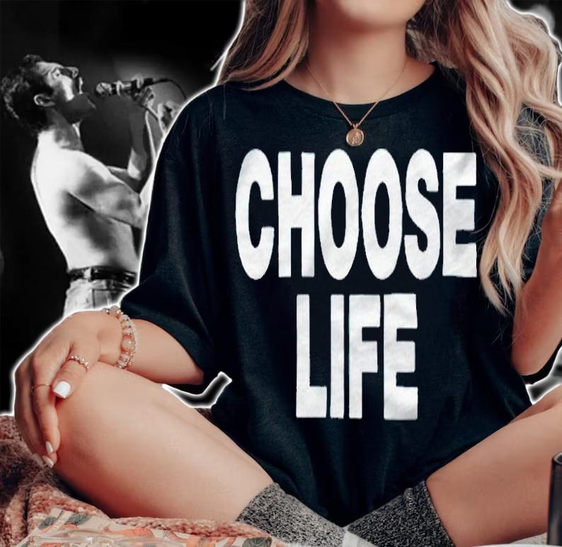 Poorstacy Choose Life text T-shirt woman shirt