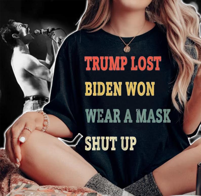 Vintage Retro Trump Lost Biden Won Wear A Mask Shut Up T-Shirt woman shirt