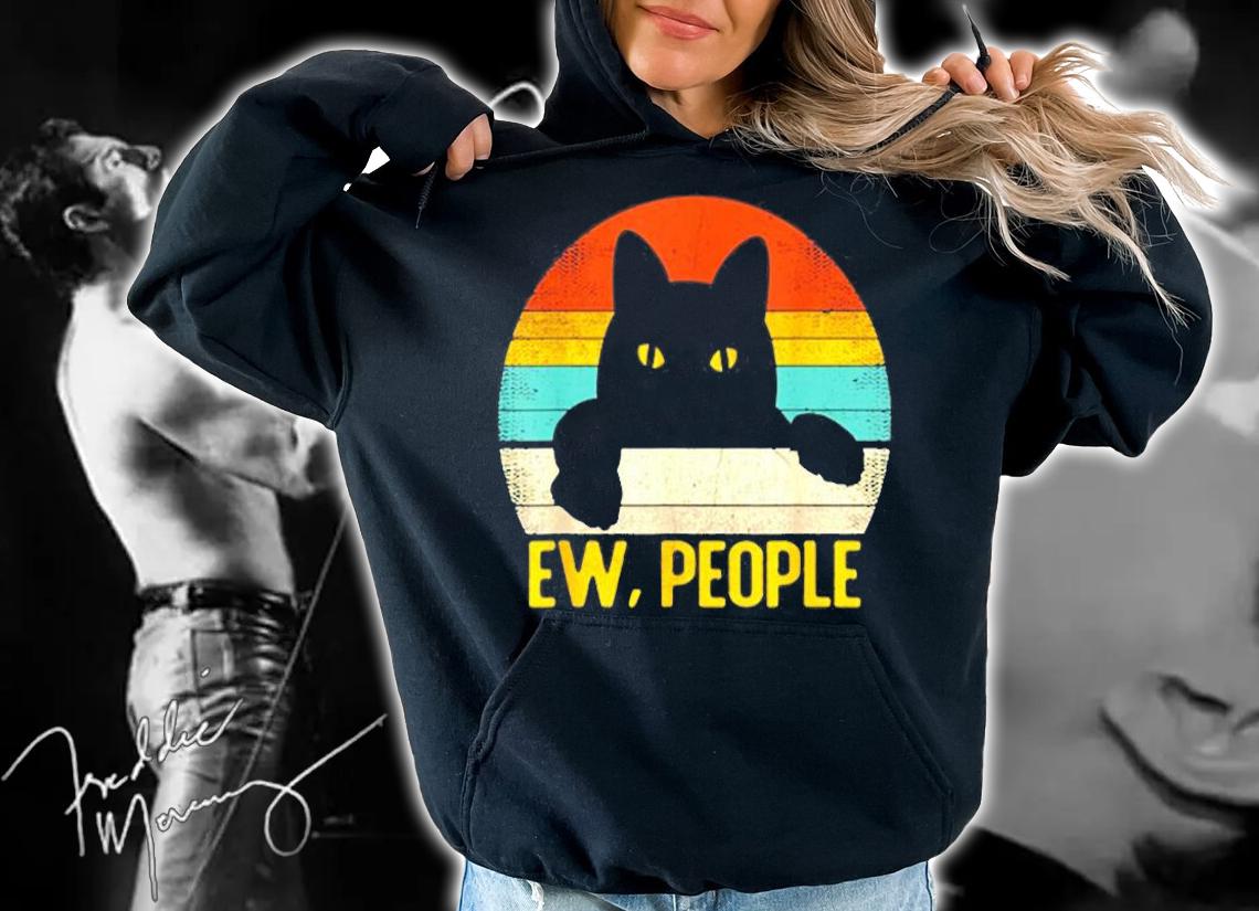 Ew, People Black Cat Vintage Retro  Funny Cat T-Shirt hoodie