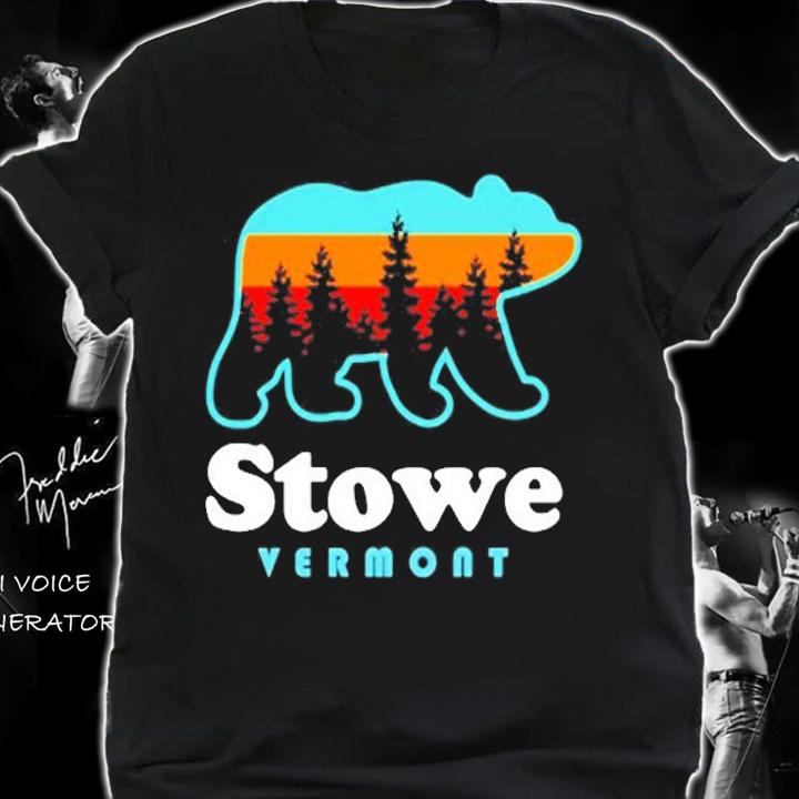 Stowe Vermont Bear Stowe Vt Vintage Retro T-Shirt