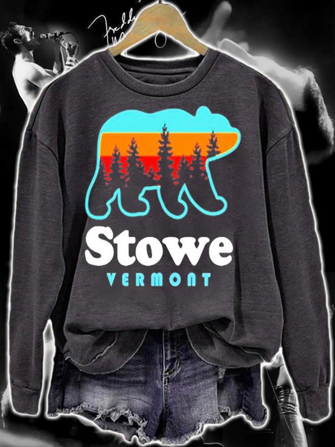Stowe Vermont Bear Stowe Vt Vintage Retro T-Shirt