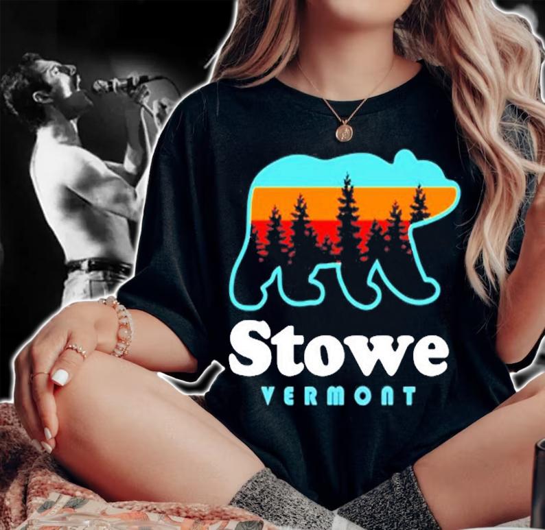 Stowe Vermont Bear Stowe Vt Vintage Retro T-Shirt