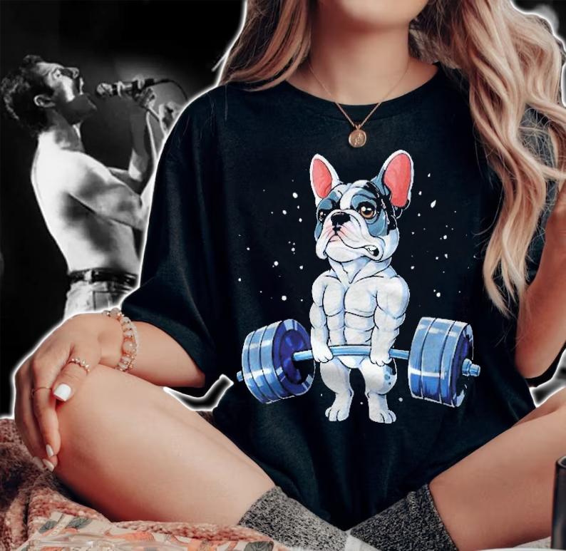 French Bulldog Weightlifting Funny Deadlift Men Fitness Gym Shirt woman shirt