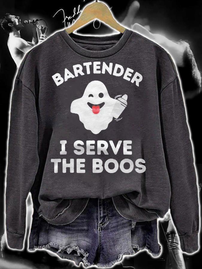 Funny Halloween Bartender Costume I Serve The Boos Bartender Shirt
