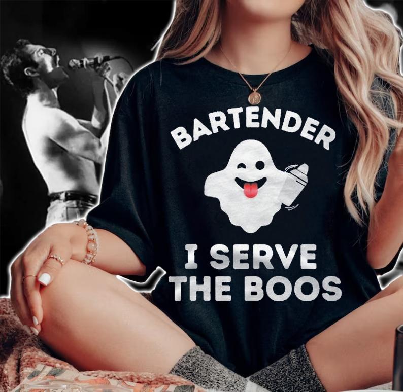Funny Halloween Bartender Costume I Serve The Boos Bartender Shirt