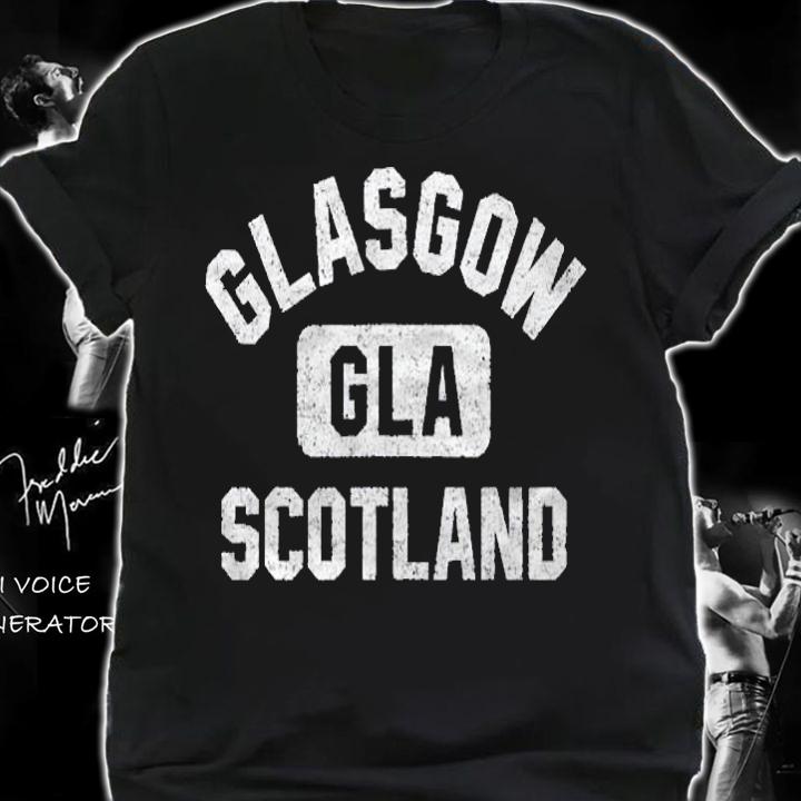 Glasgow Scotland Gla Style Distressed White Print Shirt