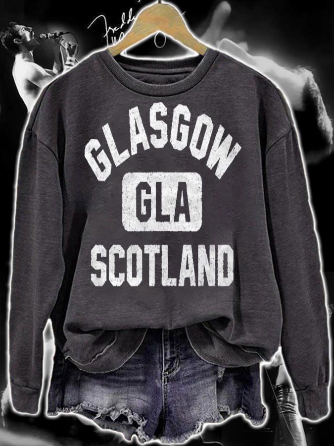 Glasgow Scotland Gla Style Distressed White Print Shirt