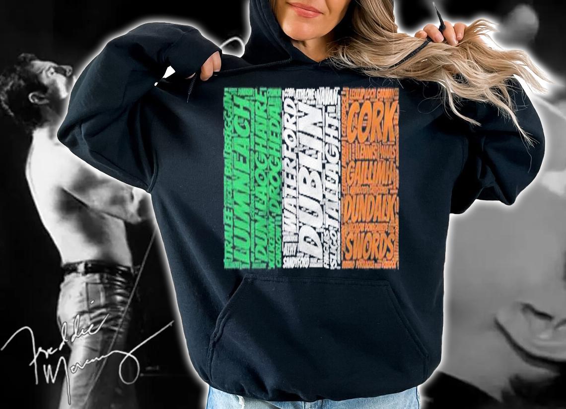 Ireland Flag With Irish City Names Word Art Shirt hoodie