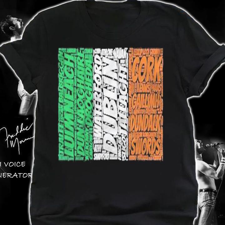 Ireland Flag With Irish City Names Word Art Shirt shirt